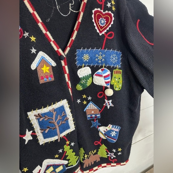 Vintage Studio Fa La La  Embroidered Christmas Novelty Sweater Women's-Size 1X - Picture 6 of 8